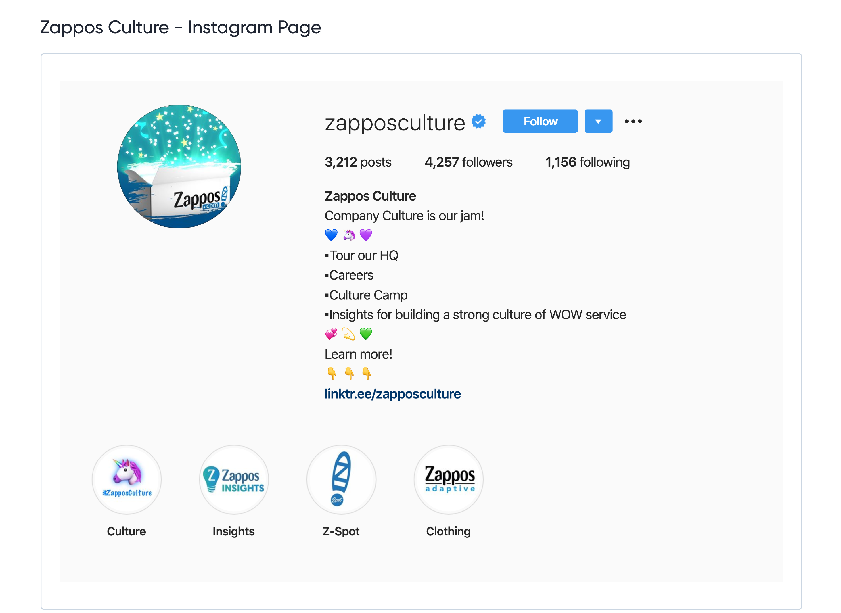 Zappos Culture - Instagram Page